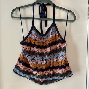 American Eagle Colorful Crochet Halter Top